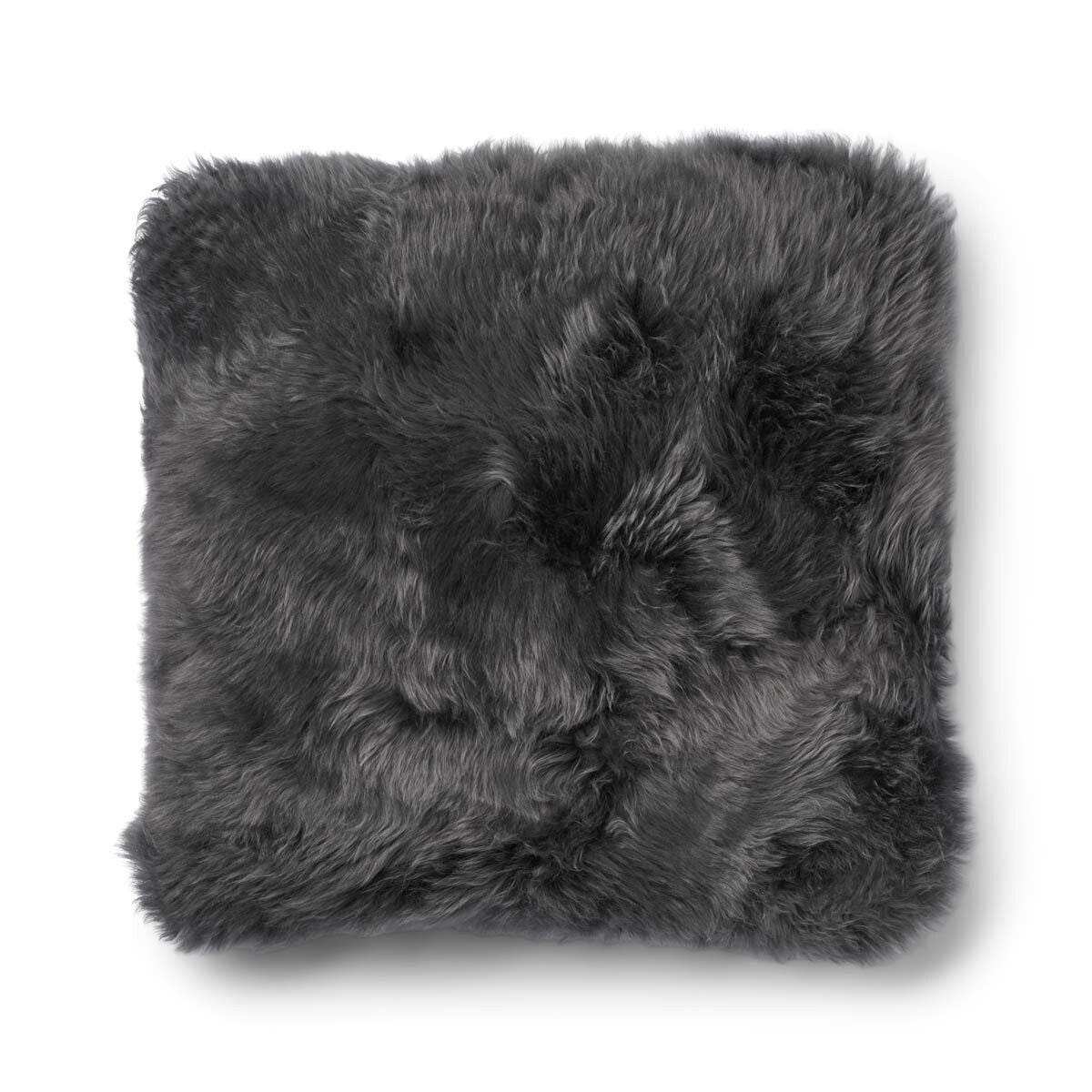 Lammfellkissen | Langhaar | Neuseeland | 100% Wolle | 52x52 cm | 34x52 cm Steingrau/Stahl