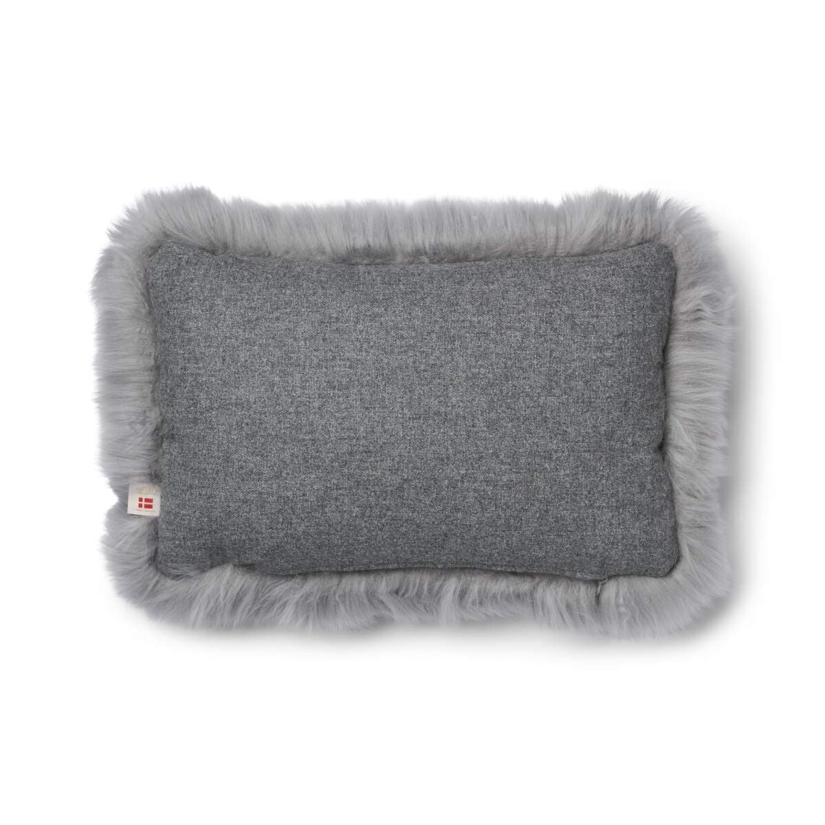 Lammfellkissen | Langhaar | Neuseeland | 100% Wolle | 52x52 cm | 34x52 cm Stein/Hellgrau