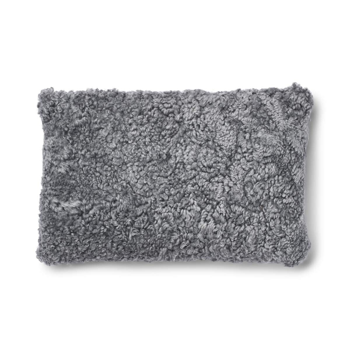Kariertes Lammfellkissen | Kurzhaar | Neuseeland | 100% Wolle | 52x52 cm | 34x52 cm Glencheck-Grau/Hellgrau