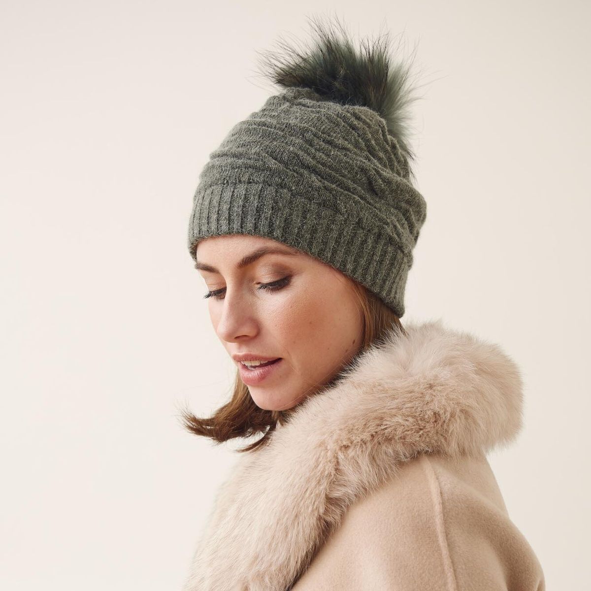 Sidse Mütze | Wolle, Waschbär Schwarz/Schwarz