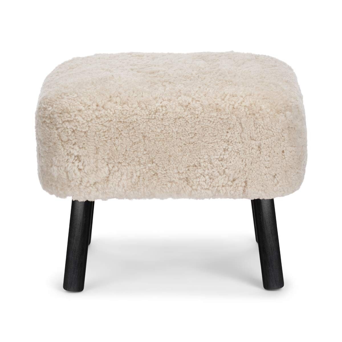 Lammfell Hocker Emil | Premium | Kurzhaar Perlweiß