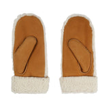 Iris Fäustlinge | Merino Lammfell Tan/Weiß