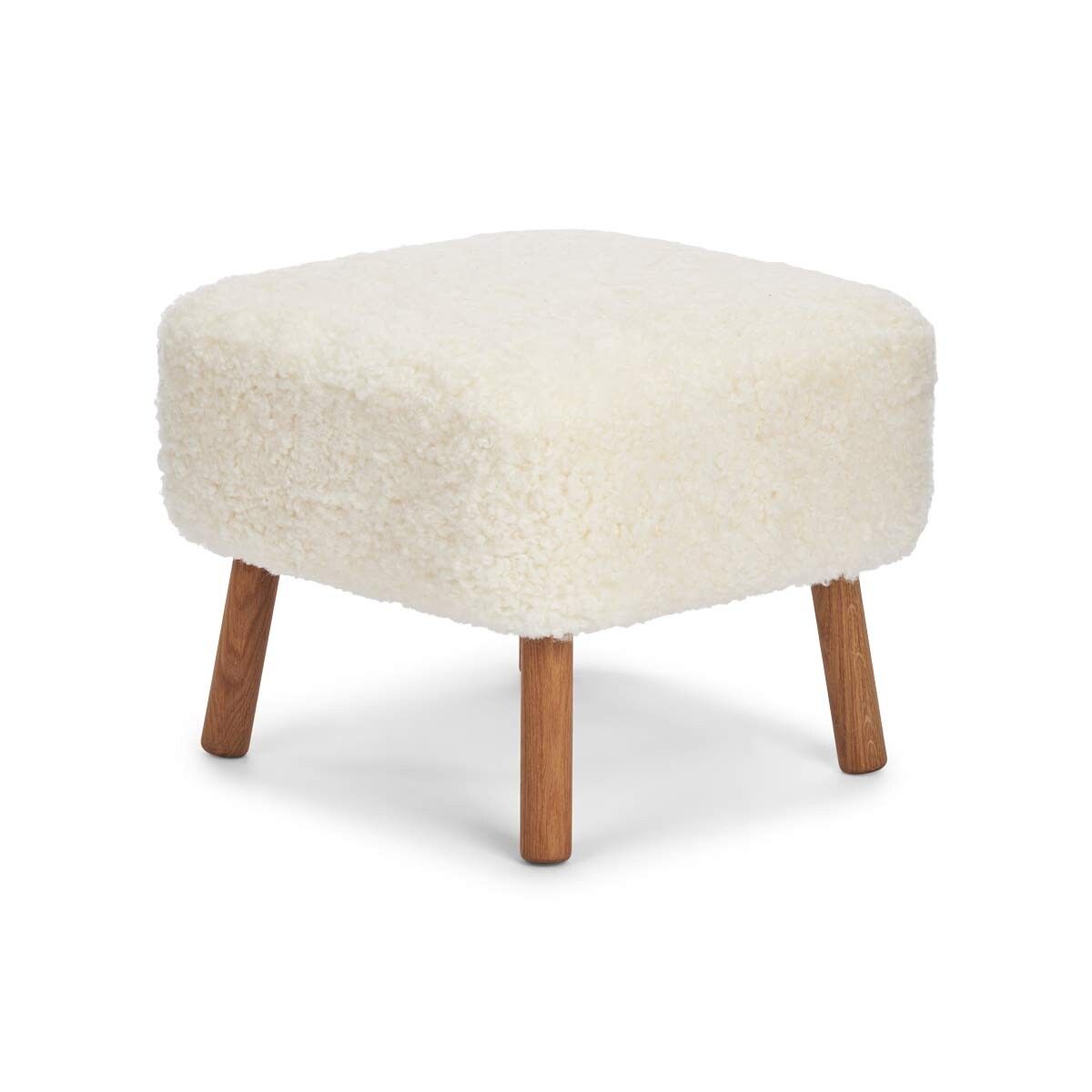 Lammfell Hocker Emil | Premium | Kurzhaar Weiß