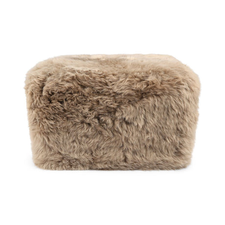 Lammfellpouf | Langhaar | Neuseeland | 50x50x32 cm Taupe