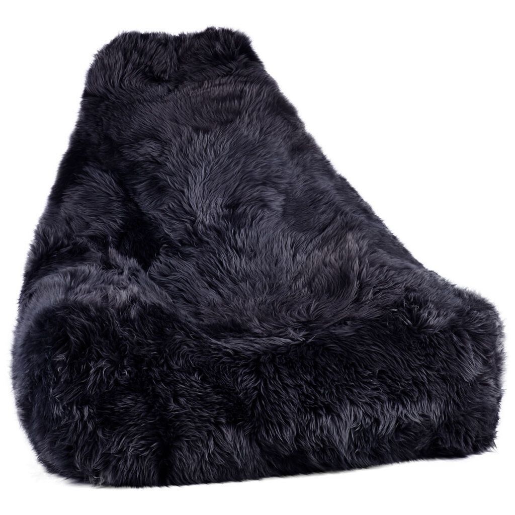 Lammfell Sitzsackstuhl Premium | Langhaar | Neuseeland | 100x100x80 cm Marineblau (Hell)