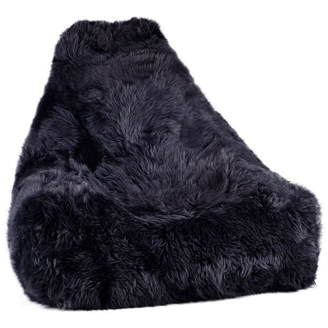 Lammfell Sitzsackstuhl Premium | Langhaar | Neuseeland | 100x100x80 cm Marineblau (Hell)