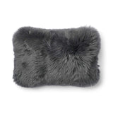 Lammfellkissen | Langhaar | Neuseeland | 100% Wolle | 52x52 cm | 34x52 cm Steingrau/Stahl