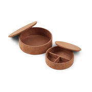 Runde Schachteln | Kalbswildleder | 2 Stück Wohnaccessoire | Sheepskinhouse.ch