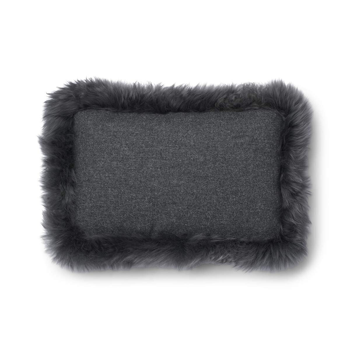 Wollkissen | 100% Wolle | Fellborte | 52x52 cm | 34x52 cm Steingrau/Stahl