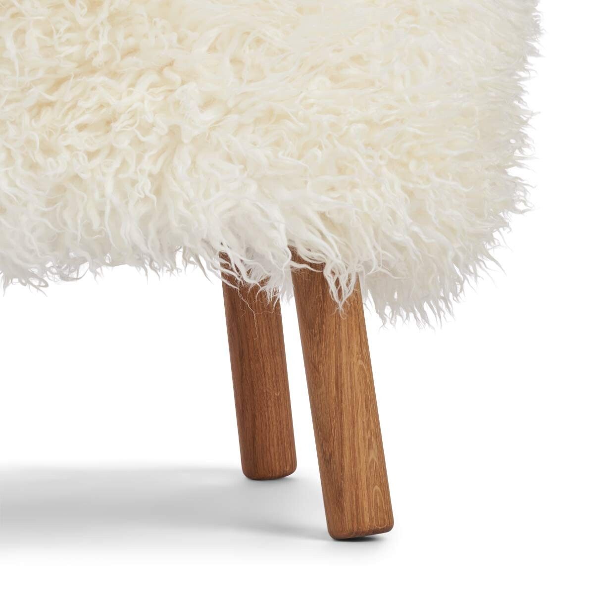 Lammfell Hocker Emil | Premium | Langhaar Schneeweiß