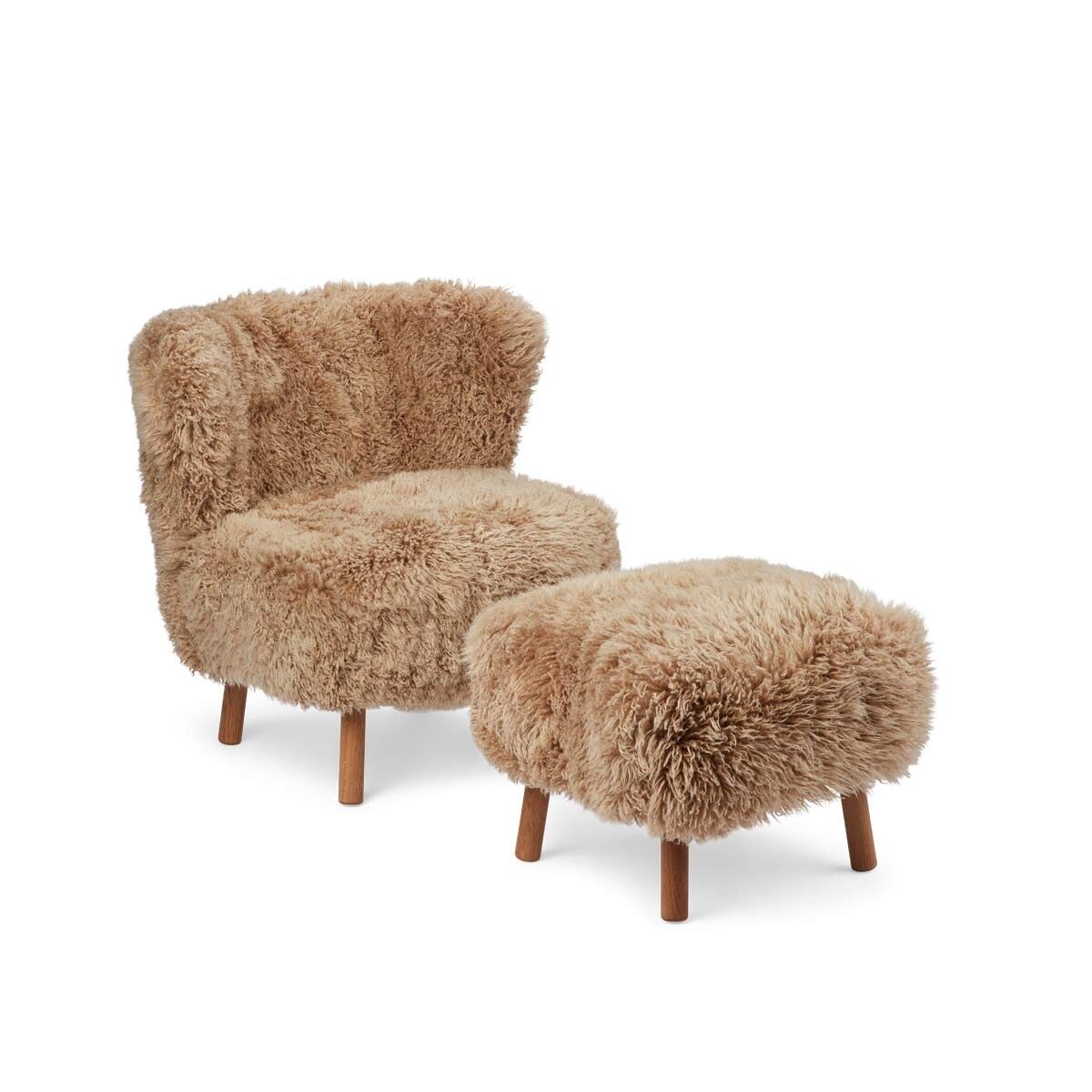 Lammfell Hocker Emil | Premium | Langhaar Honig