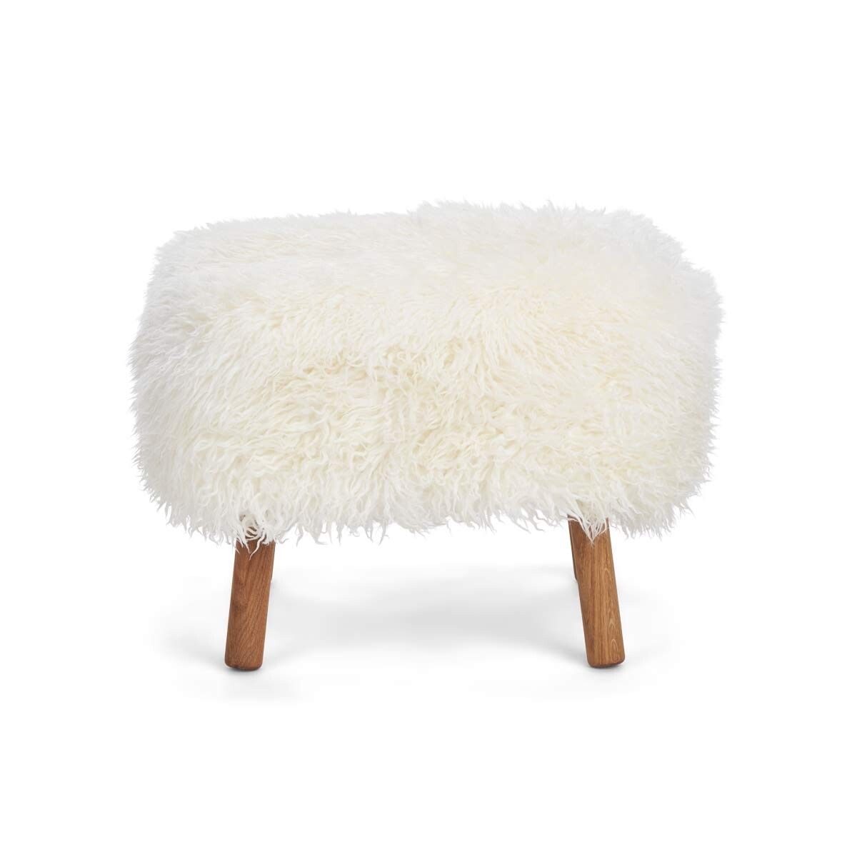 Lammfell Hocker Emil | Premium | Langhaar Schneeweiß