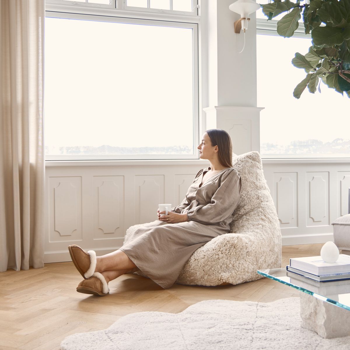 Lammfell Sitzsack Premium | Kurzhaar | Neuseeland | 100x100x80 cm Sitzsäcke | Sheepskinhouse.ch