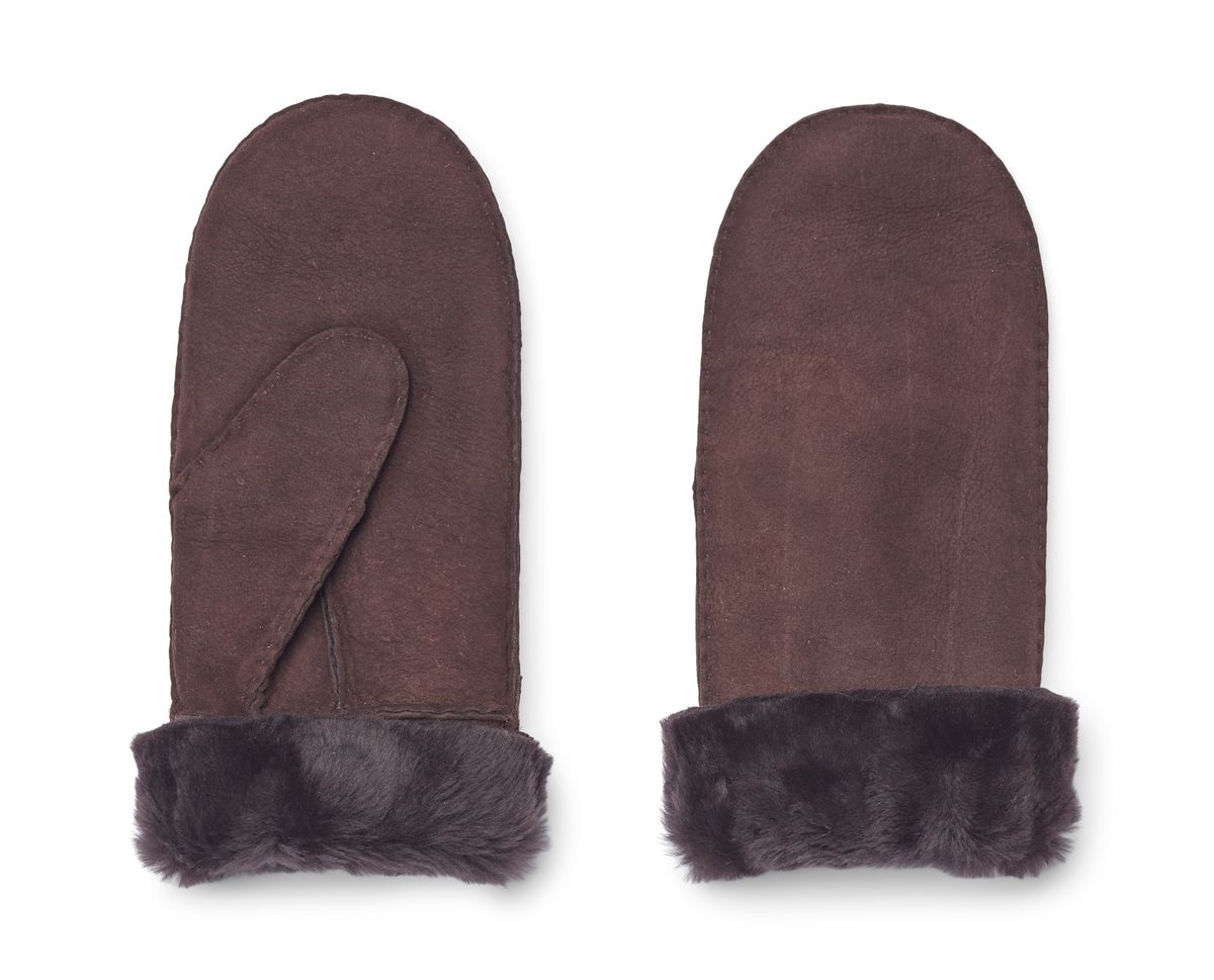 Lammfell Handschuhe Premium | Neuseeland | Damenfäustlinge Dunkelbraun