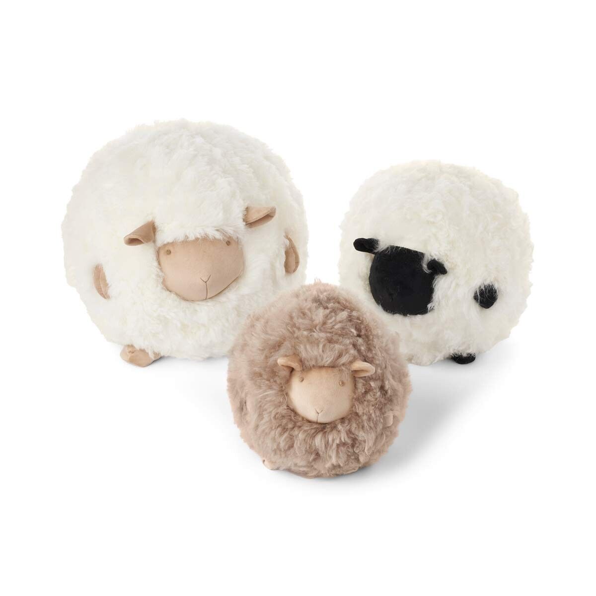 Cute Sheep | Kurzhaar | Neuseeland | Rundes Fellkissen Beige/Weiß