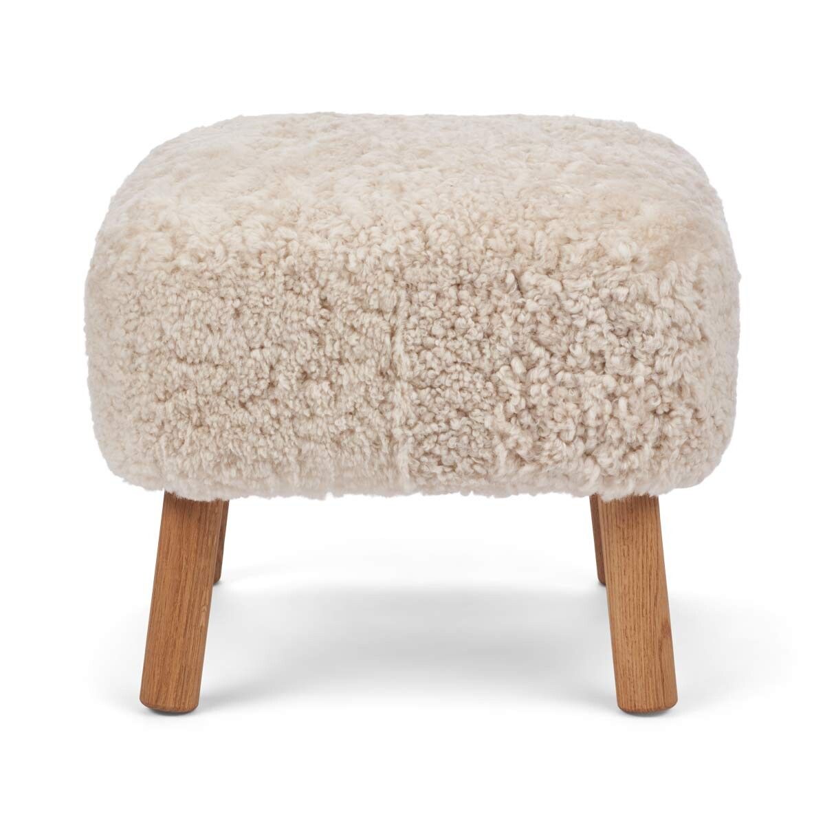 Lammfell Minihocker Emma | Kurzhaar | Designmöbel Perlweiß