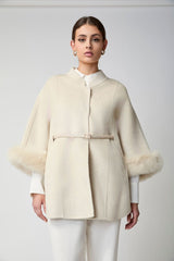 Lorraine Poncho | Wolle, Fuchs Beige