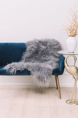 Schaffell | Langhaar | Island | Eingefärbt | 90 + cm Silber
