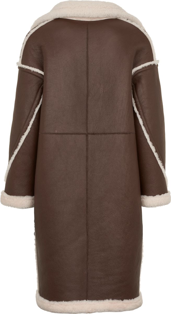 Lammfellmantel Savannah | Damen | Lammwolle Schoko/Beige