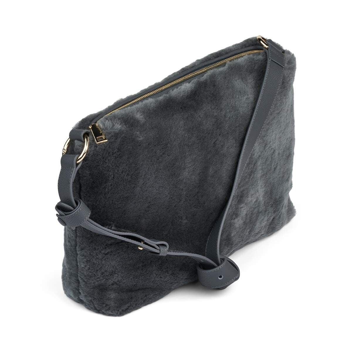 Olivia Maxi Tasche | Neuseeland Lammwolle Blau/Grau