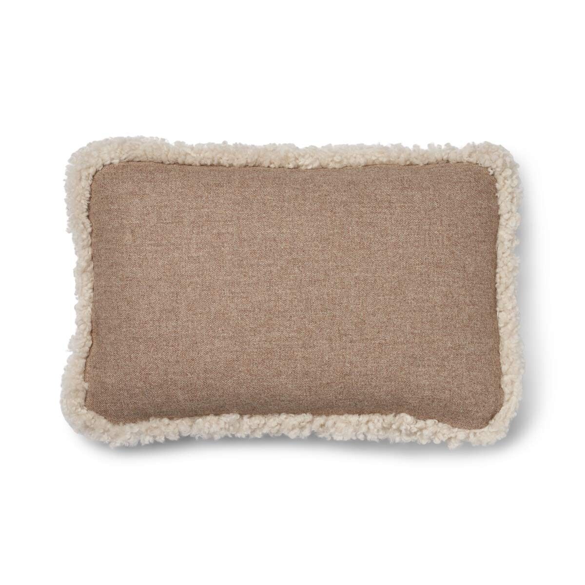 Wollkissen | 100% Wolle | Fellborte | 52x52 cm | 34x52 cm Beige/Leinen