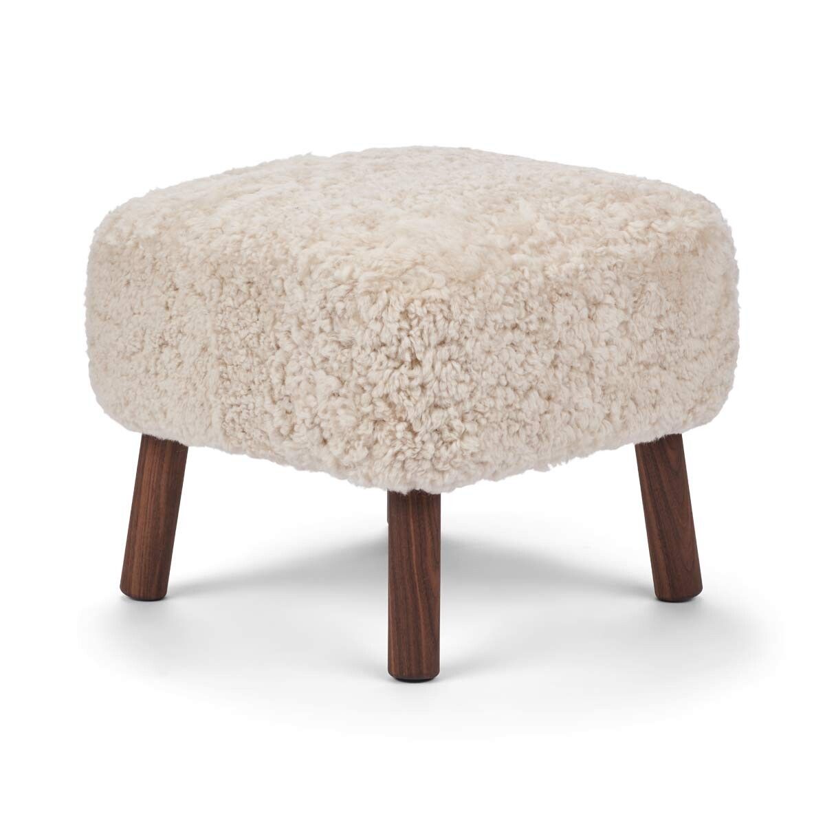 Lammfell Minihocker Emma | Kurzhaar | Designmöbel Perlweiß