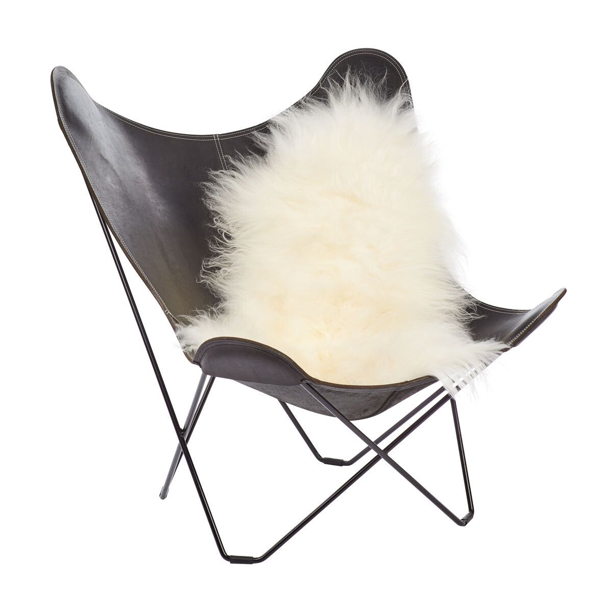 Lammfell Premium | Langhaar | Island | 100-120x60 cm Weißlich
