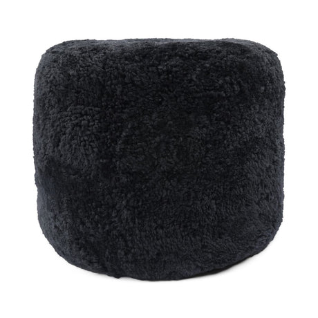 Lammfellpouf Premium | Kurzhaar | Neuseeland | D41x31 cm Schwarz