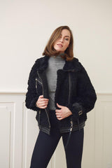 Nicki Jacke | Lammfell, Leder