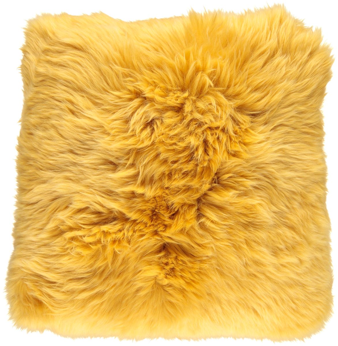 Lammfellkissen Premium | Langhaar | Neuseeland | 50x50 cm Goldgelb