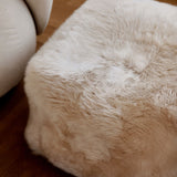 Lammfellpouf | Langhaar | Neuseeland | 50x50x32 cm Schwarz