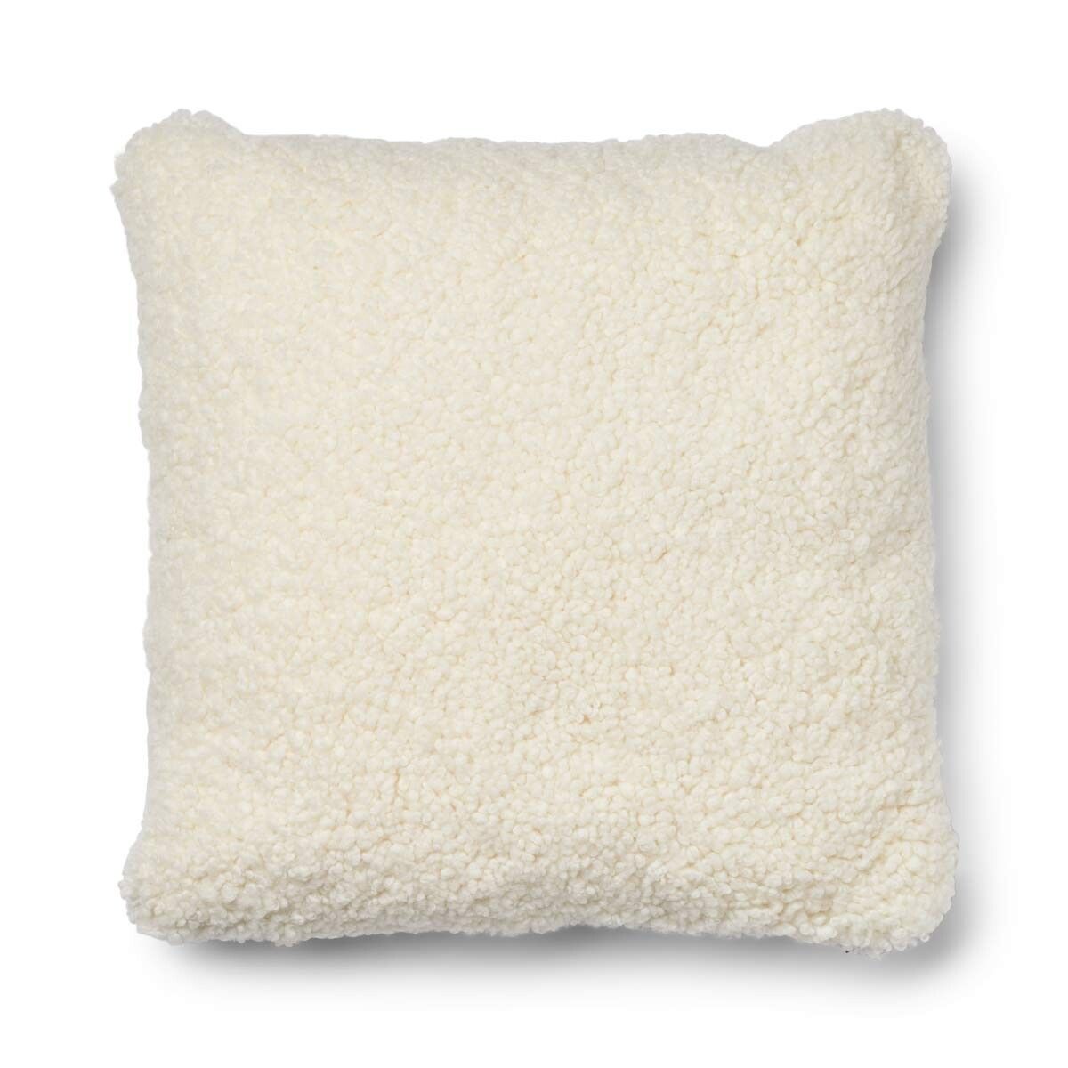 Kariertes Lammfellkissen | Kurzhaar | Neuseeland | 100% Wolle | 52x52 cm | 34x52 cm Haferflocken-Beige/Elfenbein