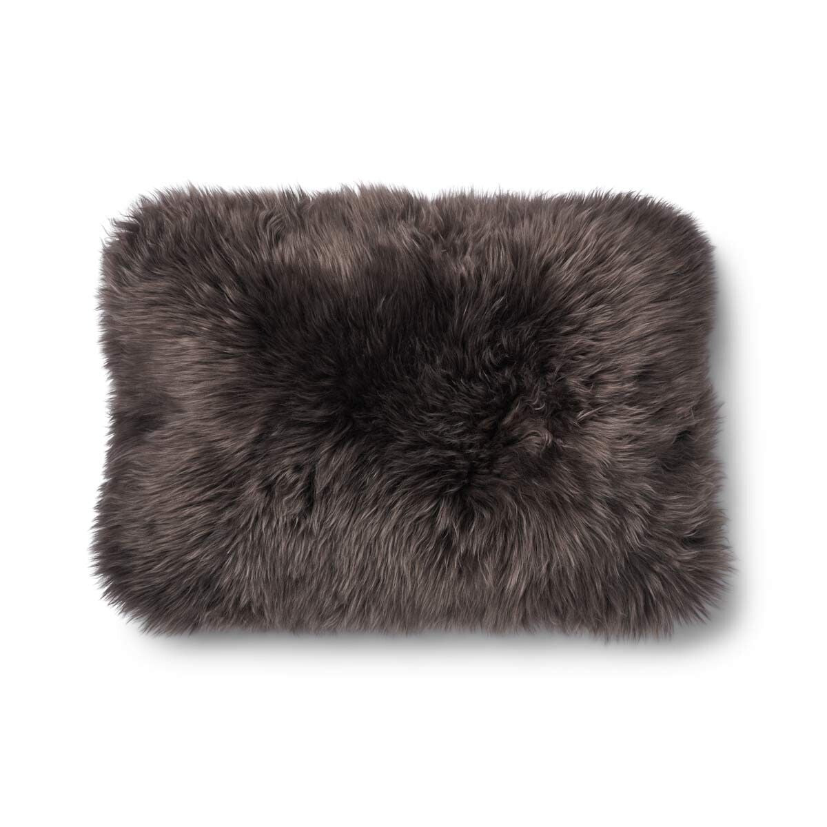 Lammfellkissen | Langhaar | Neuseeland | 100% Wolle | 52x52 cm | 34x52 cm Braun/Walnuss