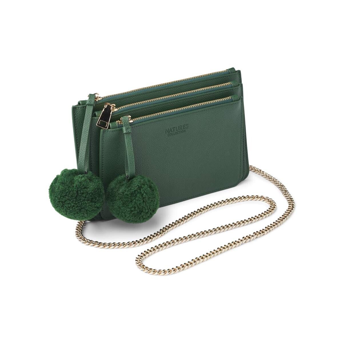 Camilla Clutch | 3-in-1 Clutch | Lammleder Antikgrün