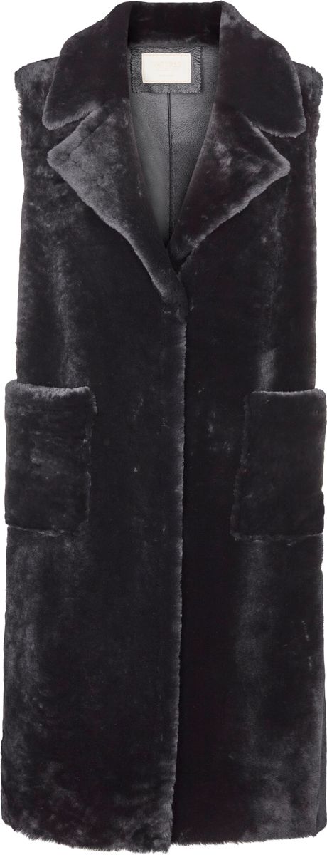 Raelynn Weste | Shearling Lammfell Schwarz