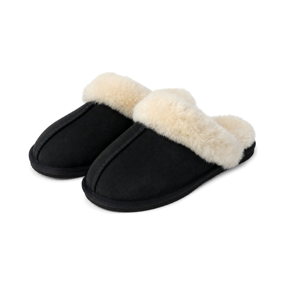 Nordic Curly Slippers | Lammfell Schwarz