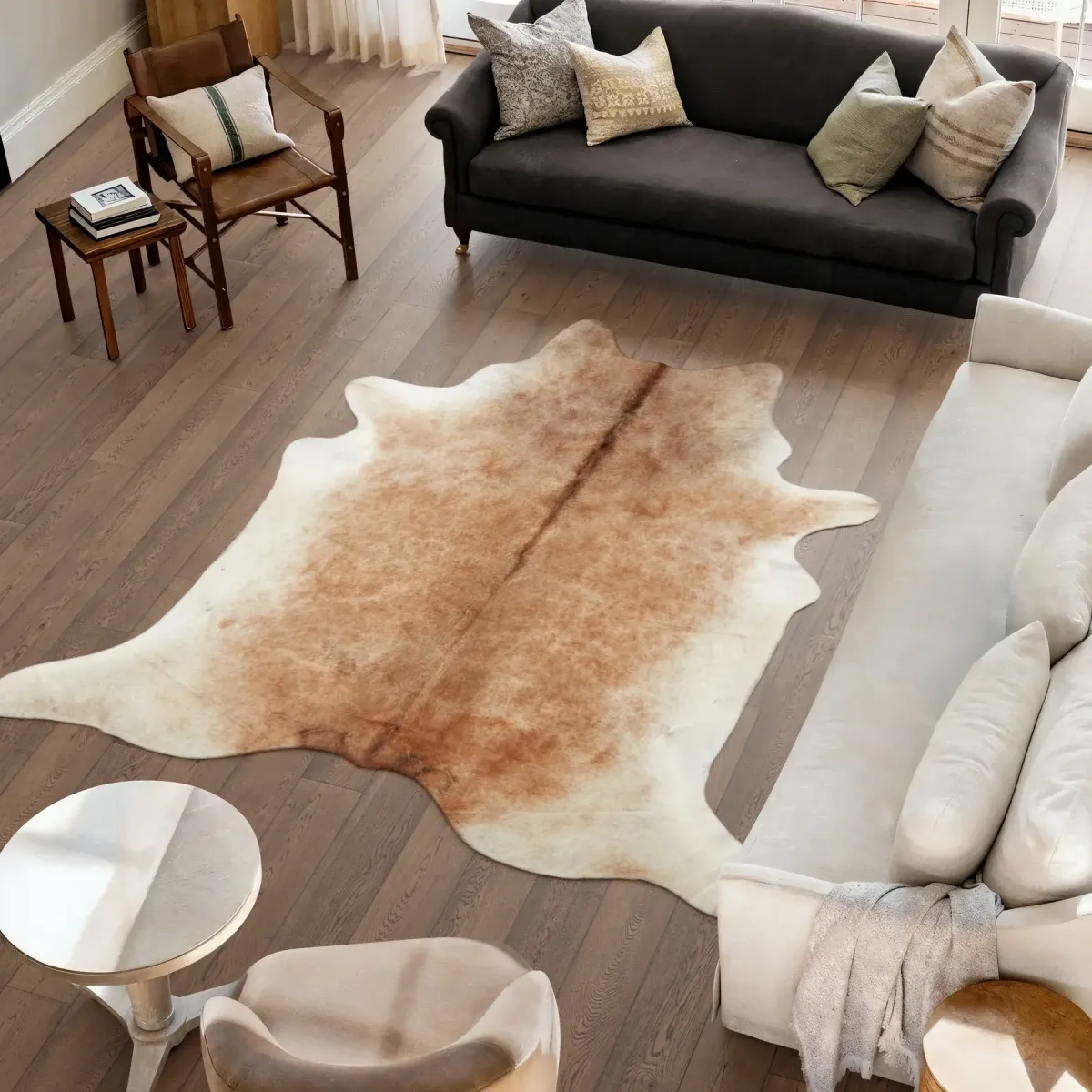 Kuhfell Teppich Unikat | Graubeige | 3,7 m² | Nr. 634