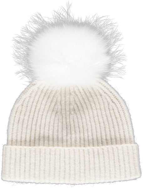 Mathilde Beanie | Wolle, Waschbär Weiß/Weiß