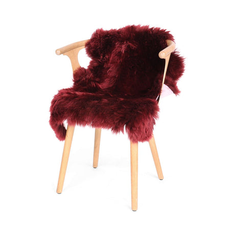 Merino Lammfell | Langhaar | Neuseeland | ca. 100x60 cm Bordeauxrot