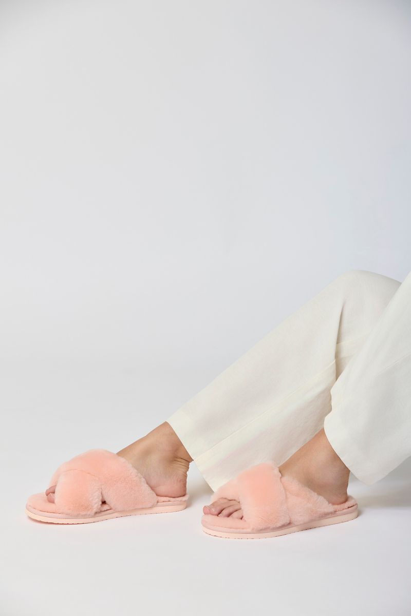 Lammfell Cross Slippers | Neuseeland | Größe 35-42 Pink