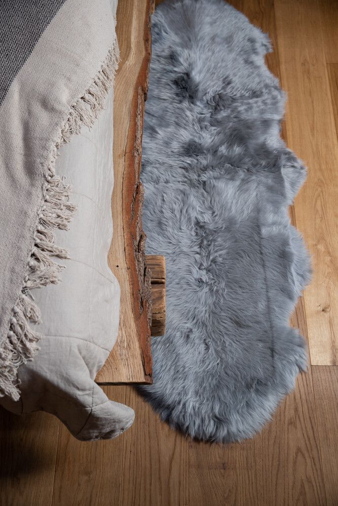 Merino Doppeltes Lammfell | Langhaar | Neuseeland | 160x60 cm Hellgrau