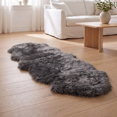 Merino Doppeltes Lammfell | Langhaar | Neuseeland | 170x60 cm Stahl