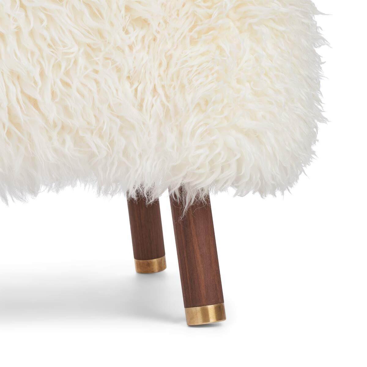 Lammfell Hocker Emil | Premium | Langhaar Schneeweiß