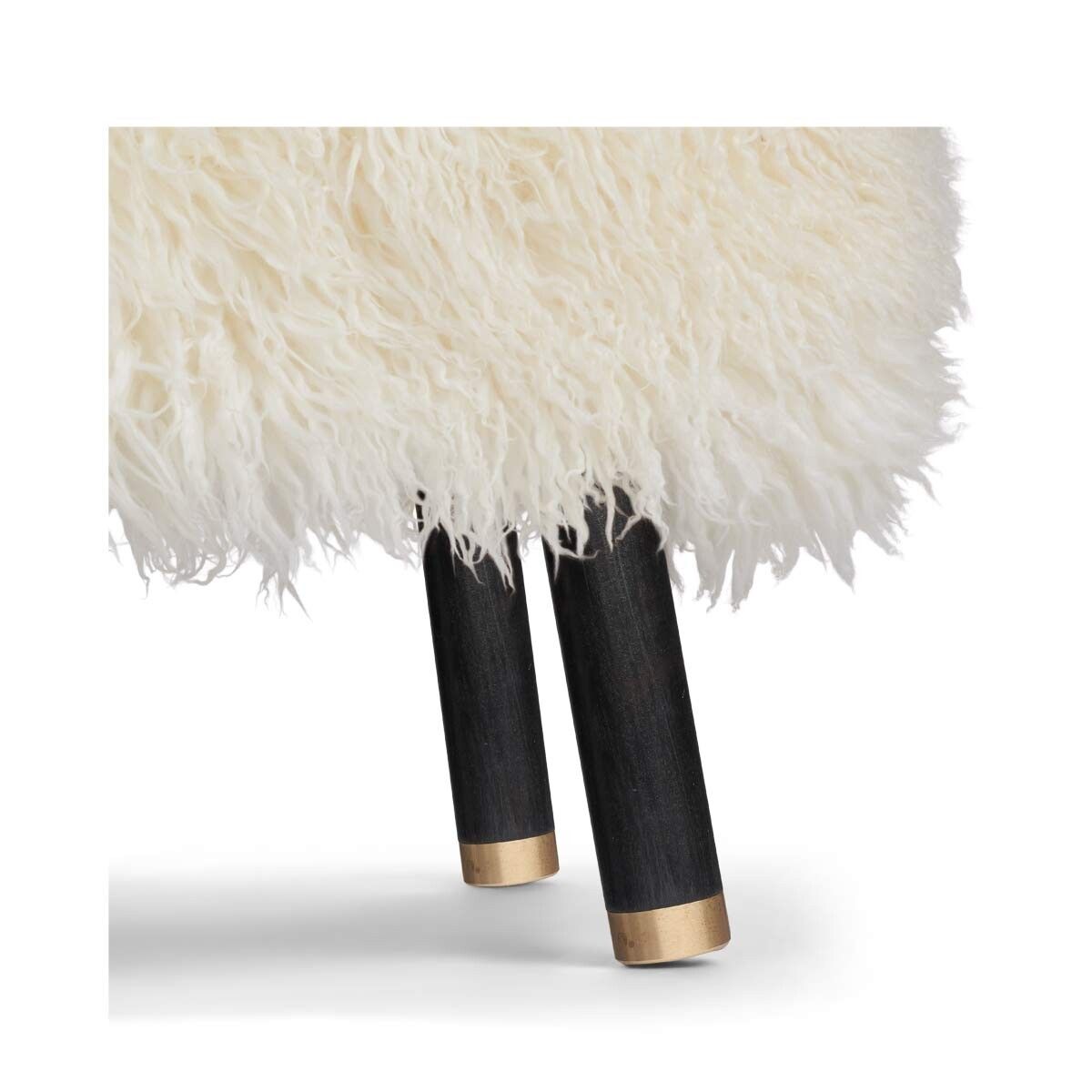 Lammfell Hocker Emil | Premium | Langhaar Schneeweiß