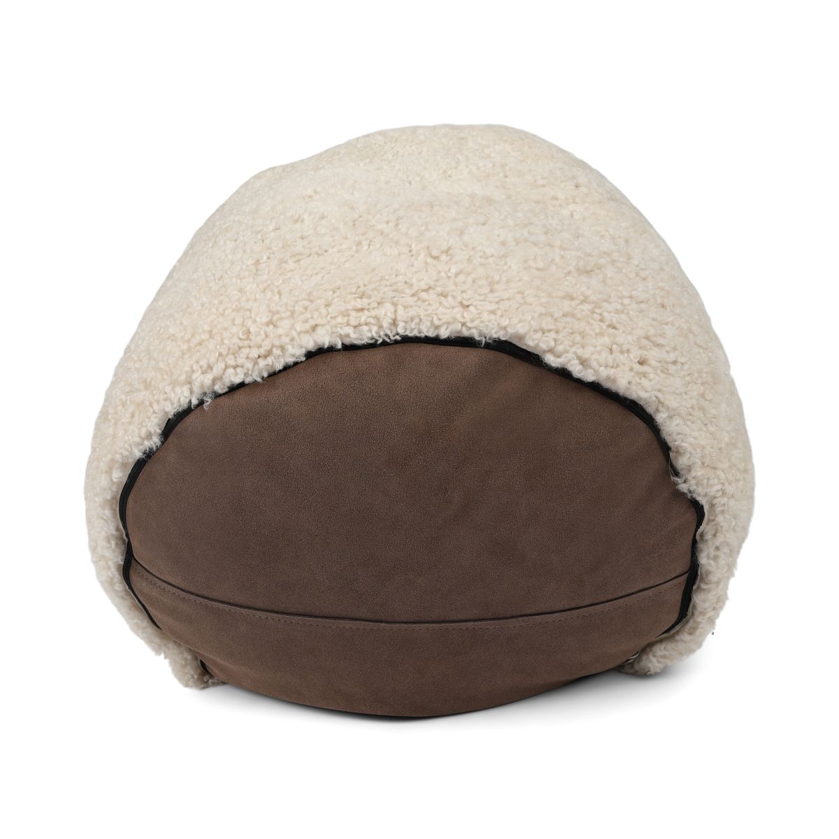 Lammfellpouf Premium | Kurzhaar | Neuseeland | D41x31 cm Perlweiß