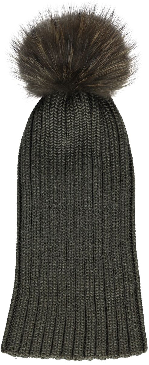 Wollmütze Sheila | Bommel aus Waschbärfell