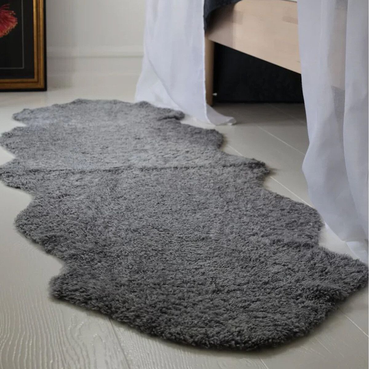 Merino Doppelt Hellgrau | Langhaar | 180x60