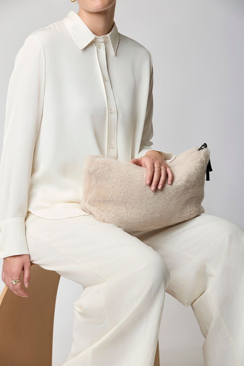 Maxi Havanna Clutch | Neuseeland | Lammwolle Beige