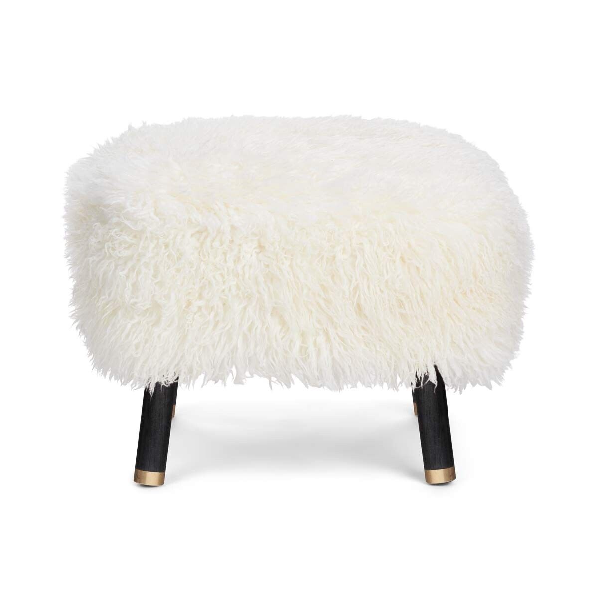 Lammfell Hocker Emil | Premium | Langhaar Schneeweiß