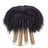 Holzhocker mit Lammfell | Island | 48xD34 cm Schwarz